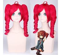Wig for VOCALOID Kasane Teto Rosso Due Coda di Cavallo Parrucca Riccia Ondulata Costume Cosplay Donne Resistente Al Calore Parrucche Sintetiche Dei Capelli + Protezione Della Parrucca Gratuita