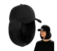 Wig Hat - -Piece Short Wavy Baseball Cap, Bob Style Synthetic Hair Extensions | Washable High-Temperature Fiber Canvas Sun Cap, Adjustable Breathable Realistic Travel Headwear For Ladies Outdoor