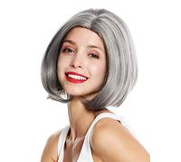 WIG ME UP - 1962-10A/88A Parrucca donna Corta Bob Liscia Punte ricce Riga Grigio Mèches Mélange