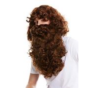 WIG ME UP - 46-A+B-ZA6A Parrucca e Barba Set Deluxe Knecht Ruprecht Profeta Eremita Mago Castano