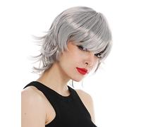 WIG ME UP - 60297-ZA68A Parrucca Donna Carnevale Cosplay Corta Ciocche scompigliate Grigio Androgino