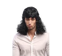 WIG ME UP - 60893-P103 Parrucca Donna Uomo Carnevale Riccia Taglio Vokuhila Mullet Tamarro Cantante Filmstar Nero