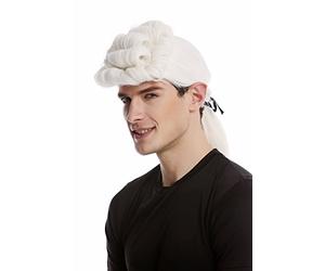 WIG ME UP -68514-ZA60 Parrucca Uomo Carnevale Halloween Barocco Nobiluomo Lord Cavaliere Compositore di Corte Poeta Bianco Riccia Coda Liscia