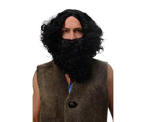 WIG ME UP - 8115 B-P103 Set Parrucca e Barba Nero Eremita Wilder Profeta Mosè Ladro Noè