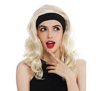 WIG ME UP - 9028-KB88 Parrucca Donna Carnevale Halloween Fascetta Fronte Lunga Biondo Ondulata Anni 80 Look retrò