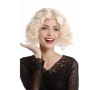 WIG ME UP -90661-ZA88 Parrucca Donna Carnevale Halloween Anni 20 Diva Hollywood Corta Riccia Riga in Mezzo Liscia Biondo Biondo Chiaro