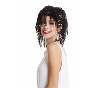 WIG ME UP -90834-ZA103 Parrucca Donna Uomo Trecce & Perline Nero Afro Look Caraibi Reggae Gigolo Sexy Hippy