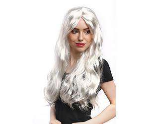 WIG ME UP - 90924-ZA68 Parrucca Donna Carnevale Halloween Lunga Liscia Bianco Biondo Argento Angelo Regina delle Nevi