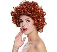 WIG ME UP - 91074-ZA131 Parrucca Donna Carnevale Lunghezza Media Ricci Fitti Riccia Rosso Anni 80