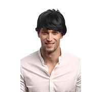 WIG ME UP - 91087-ZA103 Parrucca Uomo Carnevale Halloween Corta Nero Frangetta