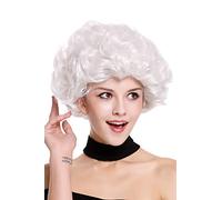 WIG ME UP - 91097-ZA68C Parrucca Donna Carnevale Grigio chiarissimo Bianco Ricci Corta Nonna Vecchia Signora