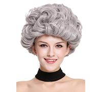 WIG ME UP - 91097-ZA68E Parrucca Donna Carnevale Grigio Ricci Corta Nonna Vecchia Signora
