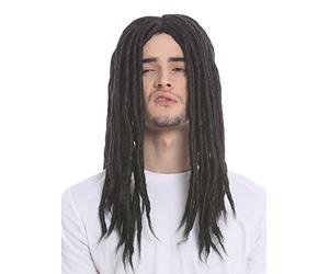 WIG ME UP - 91587-ZA103 Parrucca Donna Uomo Carnevale Dreadlocks Rasta Reggae Rastafari Beach-Hippy Dreads Nero Lunga