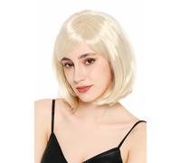 WIG ME UP - 92128-ZA87A Parrucca da donna per travestimento, carnevale, Halloween, Bob, corto, Longbo, riga, dritta, biondo chiaro