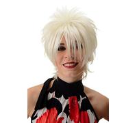 WIG ME UP - BLUE144-1001 Parrucca Donna Parrucca capelli corti Corta Cotonata Ciocche scompigliate Anni 80 Wave Punk Biondo Biondo platino