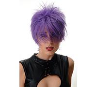 WIG ME UP - BLUE144-T2404 Parrucca Donna Parrucca capelli corti Corta Cotonata Ciocche scompigliate Anni 80 Wave Punk Lilla Indaco