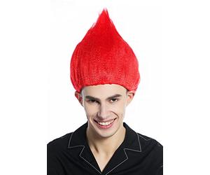 WIG ME UP-CW-057-PC13 Parrucca Donna Uomo Carnevale Halloween Rosso Cotonata Troll Puck Fuoco Diavolo
