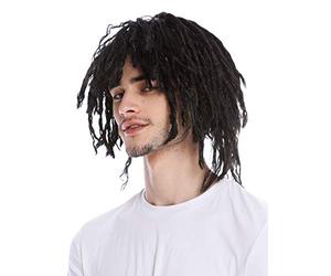 WIG ME UP - CXH-001-P103 Parrucca Uomo Donna Halloween Carnevale Dreadlocks Rasta Look Afro Caraibi Corta Nero