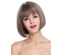 WIG ME UP - D3067-8A/10A/612 Parrucca donna Bob Corta Liscia Frangetta Mix Grigio Castano Rosa