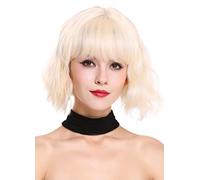 WIG ME UP - DL-052-88 Parrucca donna Corta Frangetta Lungo bob Voluminosa Scompigliata Ondulata Biondo chiaro Biondo molto chiaro