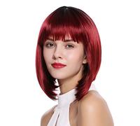 WIG ME UP - DW-2140Q-YS871S1B Parrucca Donna Bob Bob lungo Corta Frangetta Ombre hair Nero Rosso