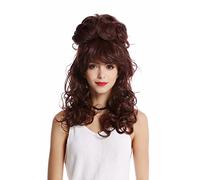 WIG ME UP - GF-W2418-33 Parrucca Donna Barocco Anni 60 Retro Enorme Beehive Acconciatura raccolta Crocchia Riccia Lunga Frangetta Mogano Castano rossiccio