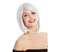 WIG ME UP - KC-48-66T Parrucca donna Corta Bob lungo Scalata Riga Liscia Grigio chiaro Bianco antico