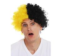 WIG ME UP - MMAM-15M Parrucca Carnevale Afro Parrucca Fan Calcio metà Nero Giallo