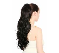 WIG ME UP - N1555A-4 Estensione Capelli Coda di Cavallo Pettini Lunga Liscia Parte Superiore Ricci Punte 55 cm Marrone Scuro