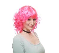 Wig Me Up - Parrucca Carnevale/Cosplay Loilta Rosa Riccia Lunghezza Spalle 68048-Pc5