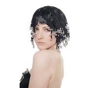 WIG ME UP - Parrucca Carnevale Halloween Treccine & Perle Nero Look Caraibico Tainlandia Bellissimo Hippy 4199-P103