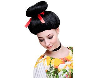 Wig Me Up - Parrucca Colore Nero Da Carnevale, Geisha, Asia, Giappone, Cosplay, 2120-P103