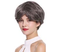 WIG ME UP Parrucca Corto Completamente Volume Liscio Scuro Grigio con Meches