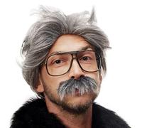 WIG ME UP - Parrucca da Carnevale/Halloween, Nonno bizzarro con Baff i Grigi 4129-P103-68A