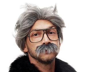 WIG ME UP - Parrucca da Carnevale/Halloween, Nonno bizzarro con Baff i Grigi 4129-P103-68A