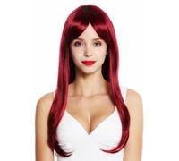 WIG ME UP Parrucca da Donna Lunga Liscia più Lunghe Frangia con Riga Rosso VK30
