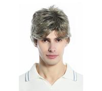 WIG ME UP Parrucca Uomo Donna Corto con Riga Ondulato Braun Biondo con Meches