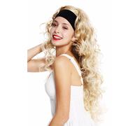 Parrucca da Donna Fascia Fronte Lungo Riccio Ricci Voluminoso Biondo con Meches
