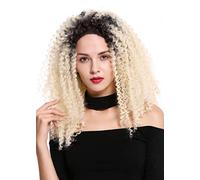WIG ME UP RSK-03-MF-1B/613 - Parrucca da donna con pizzo frontale in mono-filamento, lunga, ricci ricci ricci ricci, colore nero e biondo