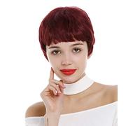 WIG ME UP-SA098-39 Parrucca Donna Molto corta Pixie cut Anni 60 Acconciatura corta Frangetta Rosso Rosso granata