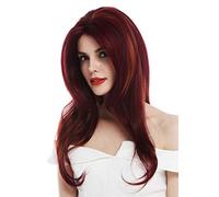 WIG ME UP - TYM-922-LF-BUGH119 Parrucca Donna Lace front Lunga Liscia Scalata Bordeaux Rame Rosso arancione Mèches