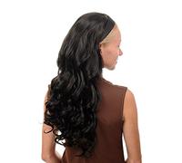 WIG ME UP - TYW60871H-2 Mezza parrucca Toupet Cerchietto Lunga Ondulata Look scompigliato Nero