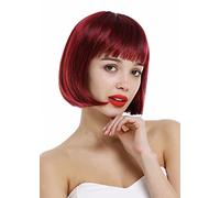 WIG ME UP-VK-4-872-888 Parrucca Donna Corta Bob Classico Frangetta dritta Liscia Rosso Rosso granata Mèches