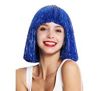 WIG ME UP - VK-42-TN16 Parrucca donna Liscia Frangetta Altezza spalle Blu Lamè Glitter