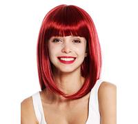 WIG ME UP - VK-49-139 Parrucca donna Altezza spalle Liscia Bob lungo Frangetta Rosso Rosso granata