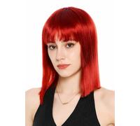 WIG ME UP - VK-64-1 Parrucca da donna, caschetto lungo e liscio di media lunghezza con frangia, taglio clavi, nero intenso