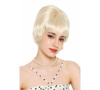 WIG ME UP - VK-71-613 Parrucca da donna Parrucca retrò vintage anni '50 '60 acconciatura a torre con cotonatura alta alveare, frangia, corta Biondo platino