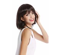 WIG ME UP - YZF-4362-4/8 Parrucca Donna Bob Bob lungo Corta Liscia Frangetta Castano scuro Mix