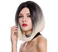 WIG ME UP - ZM-1691-613R1B Parrucca Donna Bob lungo Bob Corta Liscia Sexy Ombre hair Nero Biondo platino Riga in mezzo