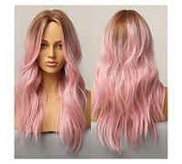 Wig Medium Long Light Pink Wavy Synthetic Wigs for Women Cosplay Daily Party Hair Colorful Wigs Cosplay Wig (Color : B)